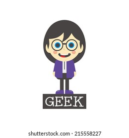 geek girl cartoon