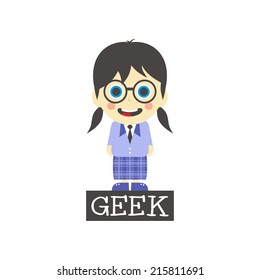 geek girl cartoon