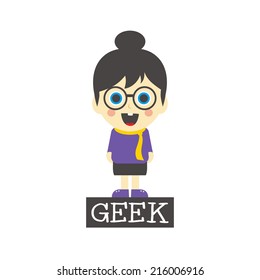 geek girl cartoon