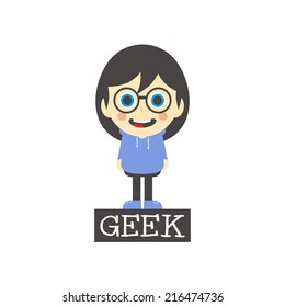 geek girl cartoon