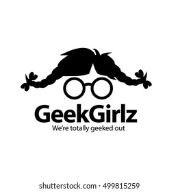 Geek girl icon design. EPS 10 vector.