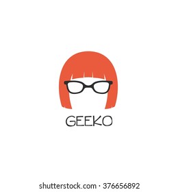 Geek Girl Logo Vector Illustration