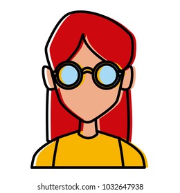 Geek girl with round frame glasses