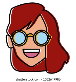Geek girl with round frame glasses