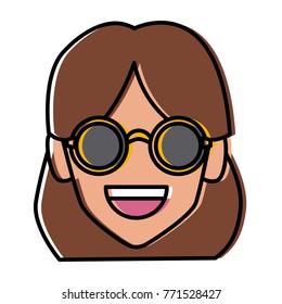 Geek girl with round frame glasses