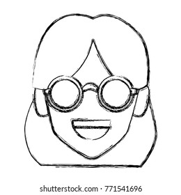 Geek girl with round frame glasses