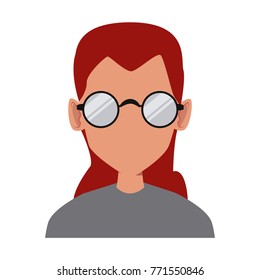 Geek girl with round frame glasses
