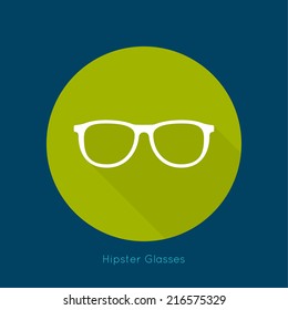 Geek glasses icon with long shadows. 