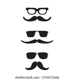 Geek glasses and moustache or mustache vector icons.