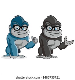geek gorilla character mascot vector