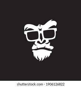 geek gorilla head vector logo illustration