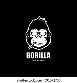 Geek Gorilla Logo / Cool Gorilla Head Vector - Nerdy Monkey Logo