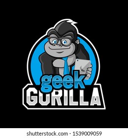 geek gorilla mascot logo design esport