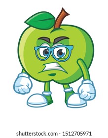 geek green apple mascot character vector