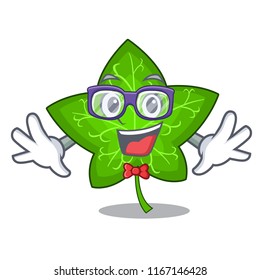 Geek green ivy leaf on character cartoon