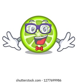 Geek green lemon slices in cartoon bottle