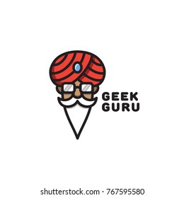 Geek guru logo template design. Vector illustration.