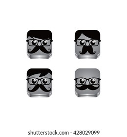 geek guy avatar portrait set theme vector art illustration
