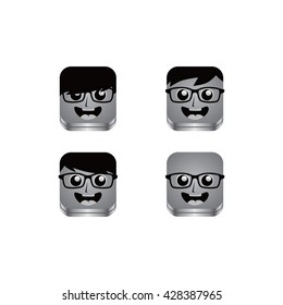 geek guy avatar portrait set theme vector art illustration