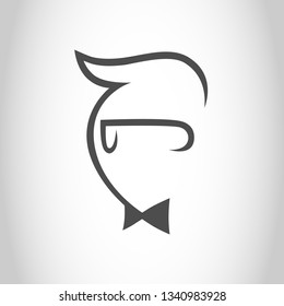 Geek guy with a bow tie symbol, icon. Design element