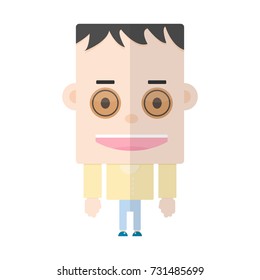 Geek guy isolated on white background.Flat cartoon character icon