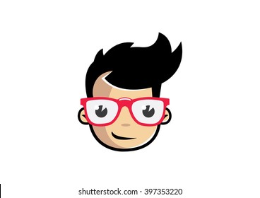 Geek guy logo vector 