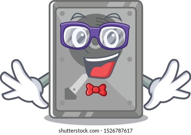 Geek hard drive internal mascot isolated cartoon