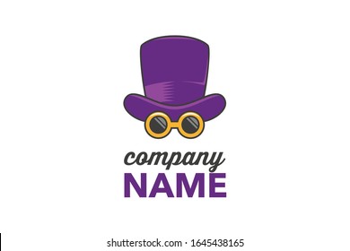 Geek with hat a logo design, template 