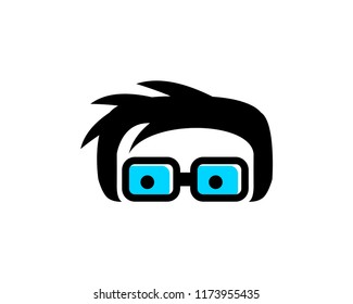 geek head logo design illustration