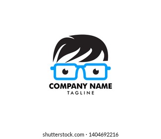 Geek Head Logo Design Illustration