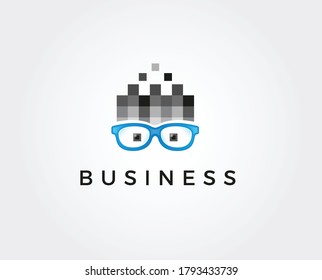 Geek Head Logo Design Illustration
