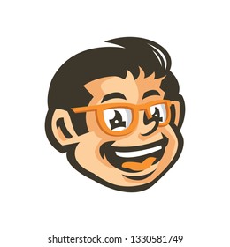 Geek Head Mascot Logo Vector Illustration