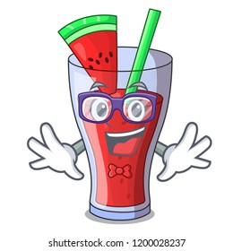 Geek healthy watermelon juice on table cartoon