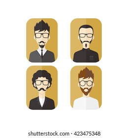 geek hipster guy cartoon character