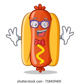 Geek Hot Dog Cartoon Character