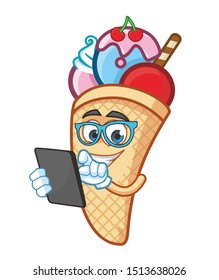 geek ice cream cone mascot character design