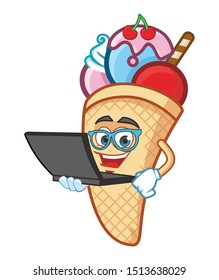 geek ice cream cone mascot character design