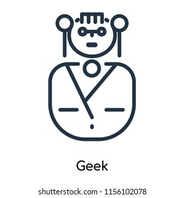 Geek icon vector isolated on white background, Geek transparent sign , thin symbols or lined elements in outline style