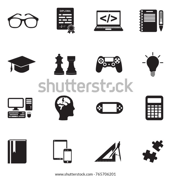 Geek
Icons. Black Flat Design. Vector Illustration.
