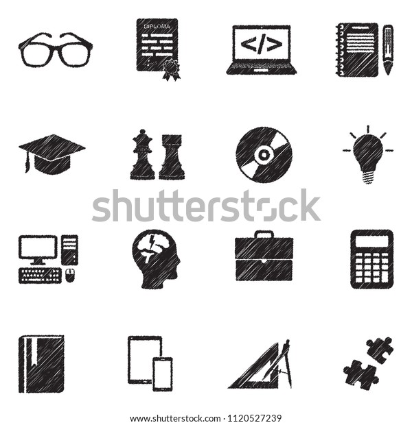 Geek
Icons. Black Scribble Design. Vector
Illustration.