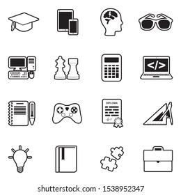 Geek Icons. Line With Fill Design. Vector Illustration.