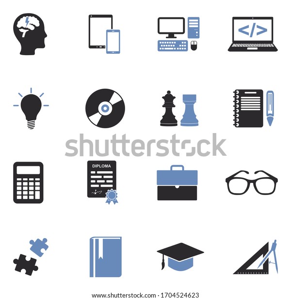 Geek\
Icons. Two Tone Flat Design. Vector\
Illustration.