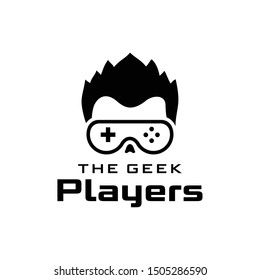 Geek illustration with the glasses of a stick game symbol logo design