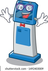 Geek information digital kiosk with in cartoon shape