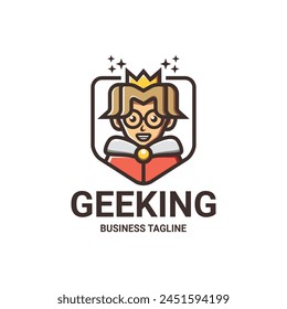 geek king vector logo design