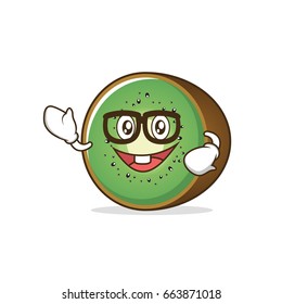 Geek kiwi fruit character cartoon vector illustration