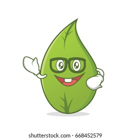 Geek leaf character cartoon art vector illustration