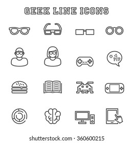 Geek-Linien-Symbole, Mono-Vektorsymbole