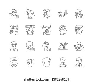 Geek line icons, signs, vector set, outline illustration concept 