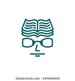 Geek logo. Book and man logo design.  Abstract, creative logo design  Color and text can be changed according to your need.